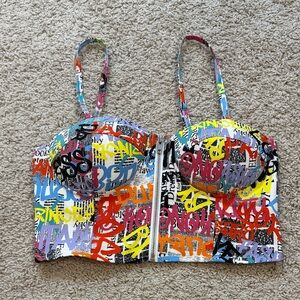 Say What? Colorful Graphic Crop Top